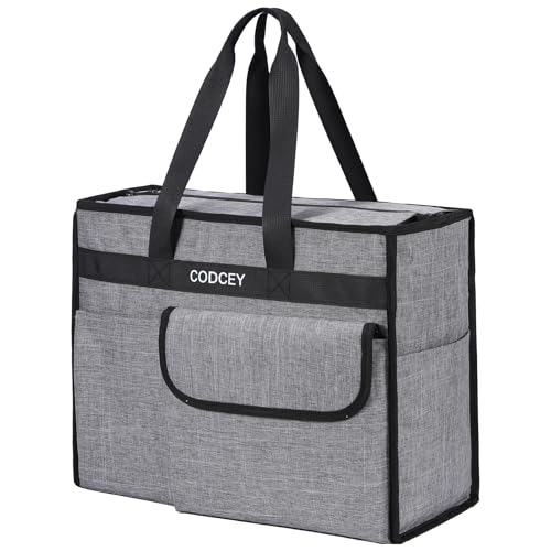 Codcey Large Utility Tote Bag with Reinforced Bottom, Waterproof Multi Pockets Beach Tote Bag for Travel, Work, School