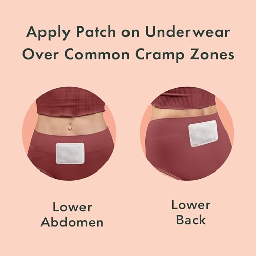 Rael Herbal Heating Patches - Period Cramps, Ultra Thin Design, On The Go Size (8 Count)