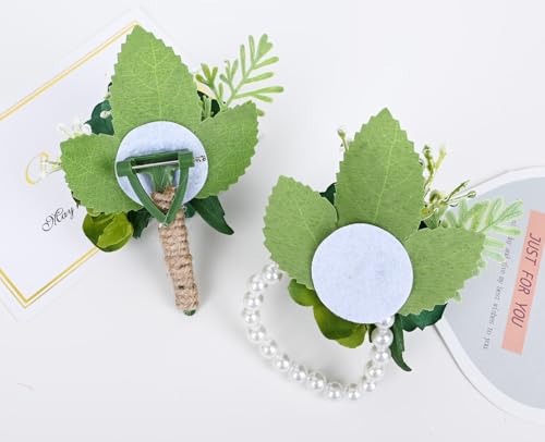 MAFELOE 2 Pieces Corsage Boutonniere Set, Artificial Flower Supplies for Wedding Prom Party Business Celebration Suit Deco...