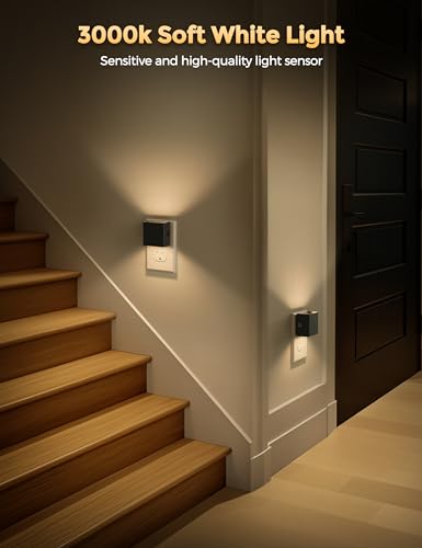 DORESshop LED Night Lights Plug into Wall [2 Pack], Plug in Nightlight, 3 Level Brightness Adjustable Night Light, Dusk to...