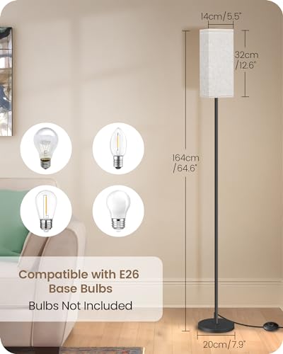 GOEBLESON 64.6" Floor Lamp, Pole with Foot Switch, Modern Standing Lamp Lampshade, Minimalist Freestanding Lamp (Bulb Not ...