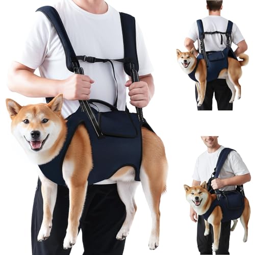 Nasjac Dog Lift Harness Carrier Backpack - Full Body Sling with Adjustable Straps & Handle, Breathable Support Emergency R...