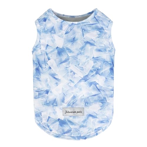 Fitwarm Ice Print Dog Cooling Vest, Summer Clothes for Small Dogs, Pet Outfit, Blue, White, Large