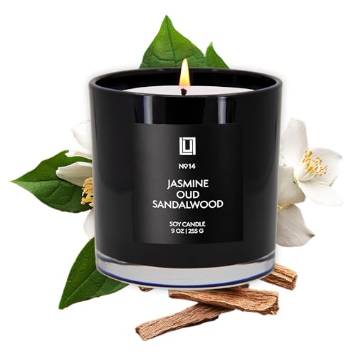 Lulu Candles | Jasmine, Oud & Sandalwood | Luxury Scented Soy Jar Candle | Hand Poured in The USA | Highly Scented & Long ...