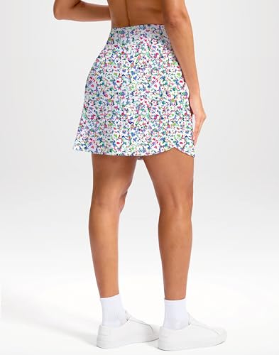 G Gradual 18" Golf Skirts for Women Zipper Pockets Mid Length Skort with Shorts Underneath High Waist Tennis Pickleball