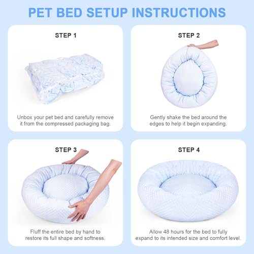 Donut Dog Bed for Small & Medium Dogs - Cooling Pet Bed with Non-Slip Bottom, Summer Comfort Dog Beds for Puppies, Washabl...
