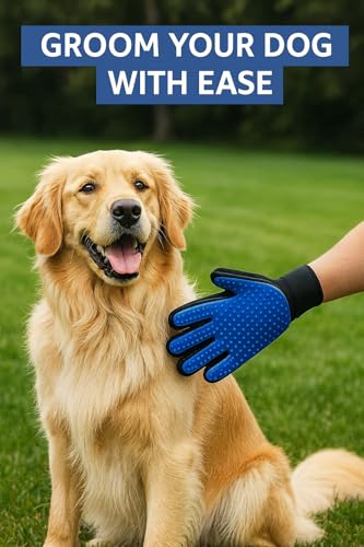 Pet Grooming Gloves for Dogs & Cats – Gentle Hair Remover, Deshedding Bath Mitt, 2-in-1 Brush & Massage, Waterproof & Wash...