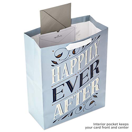 Hallmark 15" Extra Large Gift Bag with Tissue Paper (Happily Ever After) for Weddings, Engagements, Bridal Showers, Vow Re...