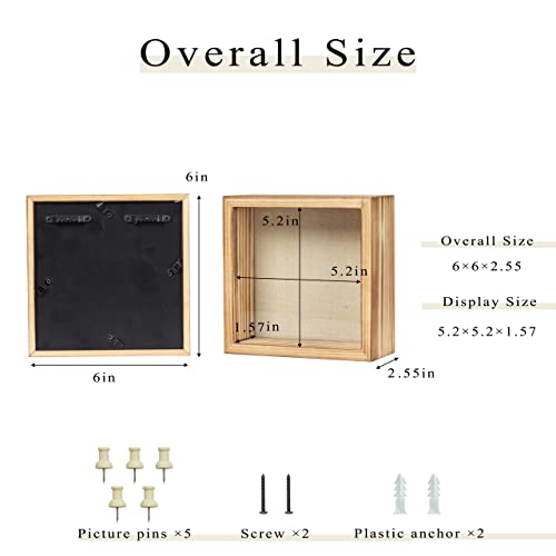 Increased Fire Shadow Box Frame 6x6 Shadow Box Display Case with Linen Back of Awards Memorabilia Flower, Pictures, Keepsa...