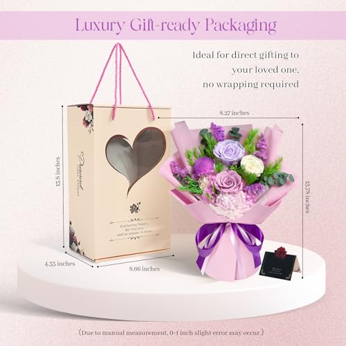 Preserved Flowers Bouquet - Birthday Gifts for Women, Real Flowers for Delivery Prime, Long-Lasting Eternal Rose for Her o...