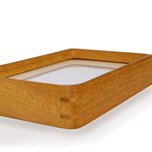 Natural Wood Photo Frames Inspired Tabletop Picture Frame with Mat, Vertical or Horizontal Display (Teak, 11x14 matted to ...