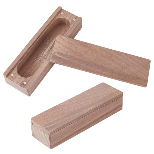 WEBEEDY 2 Pcs Pet Whiskers Beard Hair Collection Keepsake Gift Natural Cat Whiskers Storage Walnut Wood Box Pet Beard Teet...