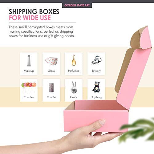 Golden State Art, 4x4x2 Pink Shipping Boxes 26 Pack, Small Cardboard Corrugated Mailer Boxes for Shipping Packaging Craft ...
