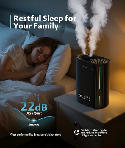 BREEZOME 6L Humidifiers for Bedroom Large Room & Essential Oil Diffuser, Ultrasonic Top Fill Cool Mist Humidifiers for Bab...