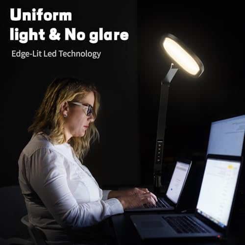 LitONES LED Desk Lamp for Home Office – Professional Eye-Caring Soft Diffused Light, Dimmable Desk Lamp with Adjustable Me...
