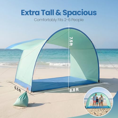 DOYXC Beach Shelter, Wind-Powered Beach Tent Sun Shelter with UPF50+ UV Protection, Lightweight & Portable Easy Setup Beac...