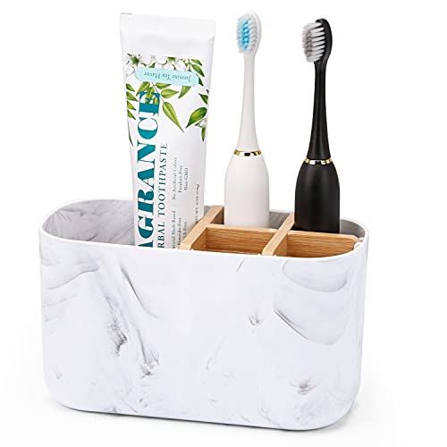 GFWARE Toothbrush Holders for Bathrooms, 5 Slots Bamboo Toothbrush Holder Kids Electric Toothbrush Holder and Toothpaste H...