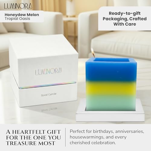 LUMINORA Spiral Scented Candle for Women & Men | Hand-Crafted Decorative Soy Wax Candle | Wooden Wick | Unique Twisted Spi...