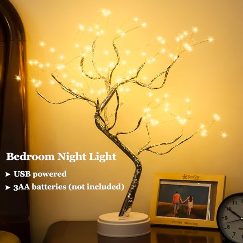 PXBNIUYA Room Decor, 20" 108 LED Tabletop Bonsai Tree Light, DIY Artificial Tree Lamp, Battery/USB Operated, Aesthetic Lam...