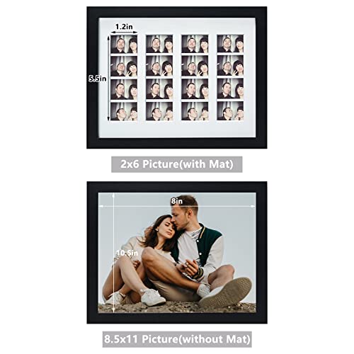Golden State Art, 8.5x11 Photo frame with mat for 4 2x6 photo booth pictures, Includes Real Glass & Easel Back Display, ma...