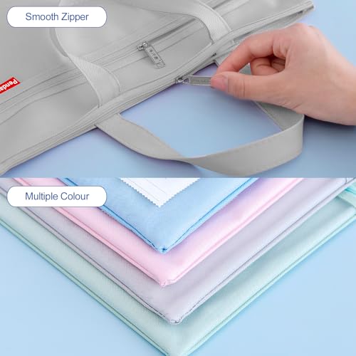 Pendancy Mesh Zipper Pouch 11x13.7 in, 2 pcs Large Double Pocket Waterproof File Bag with Handle, A4 Size Foldable Documen...