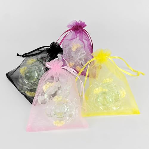 CHTUGEM 10 Pcs 3x4 Inch Mix Color Organza Bags with Drawstring - Sheer Jewelry Gift Pouches for Wedding Party Favors, Chri...