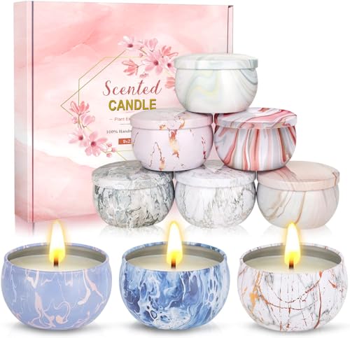 Scented Candles Gifts for Women, 9 Pack 2.5 oz Marble Aromatherapy Candle Set Natural Soy Wax Stress Relief Gift for Mothe...