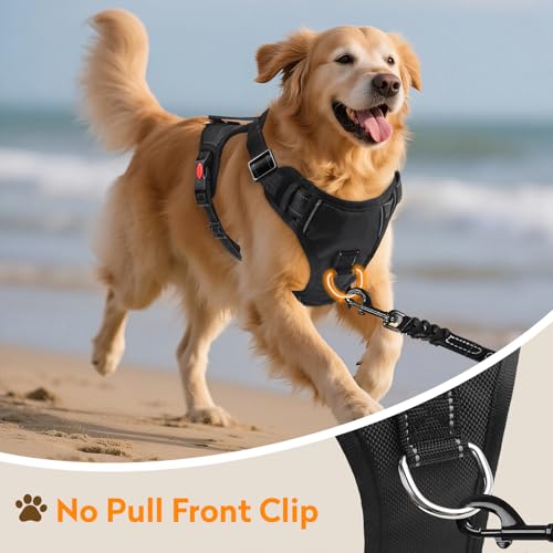 PWOD No Pull Dog Harness with 2 Leash Clips, Reflective Adjustable Soft Padded Vest with Handle, Breathable Oxford No Chok...