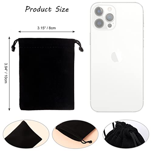 ENNIYU 20PCS Premium Velvet Bags with Drawstring, Black Jewelry bags Pouches Candy Bags, 3x4 Advent Calendar Bags Mini Dic...