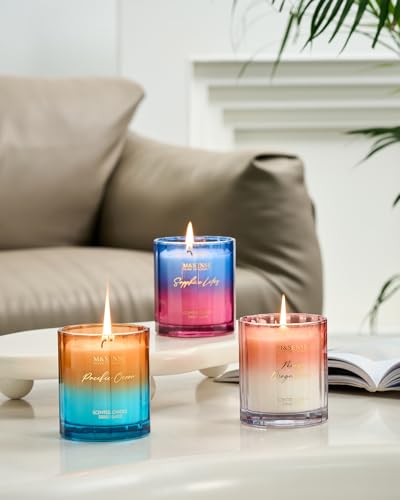 M&SENSE Summer Ocean Scented Candles for Home, 10.6oz Natural Soy Wax, 60-Hour Clean Non Toxic Aromatherapy Candle, Marine...