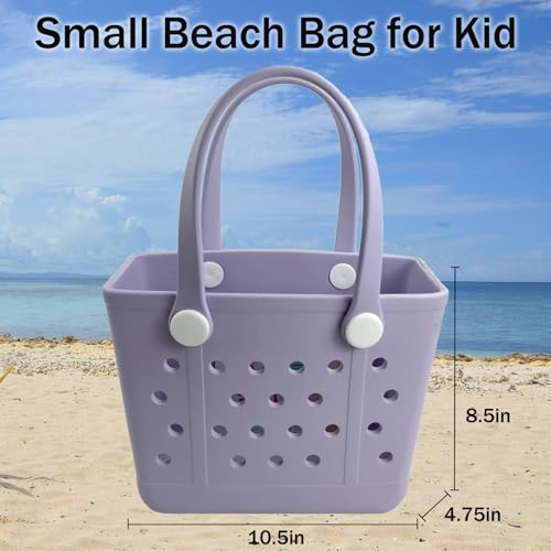 Juyeesm Small Rubber Beach Bags for Kids, Waterproof Sandproof Rubber Tote Bags Pool Bag for Travel, Boat, Sport