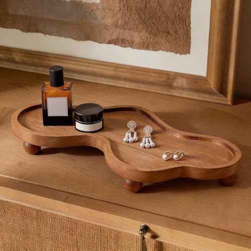 Uiifan Wood Cloud Perfume Tray Irregular Jewelry Decorative Tray for Women Trinket Dish Ring Holder Dish Room Aesthetic De...