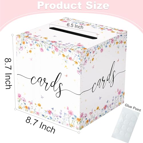 JCTHKUKU Wildflower Card Box for Wedding, 8.7" Floral Card Box for Reception, Graduation, Bridal Shower, Baby Shower, Birt...