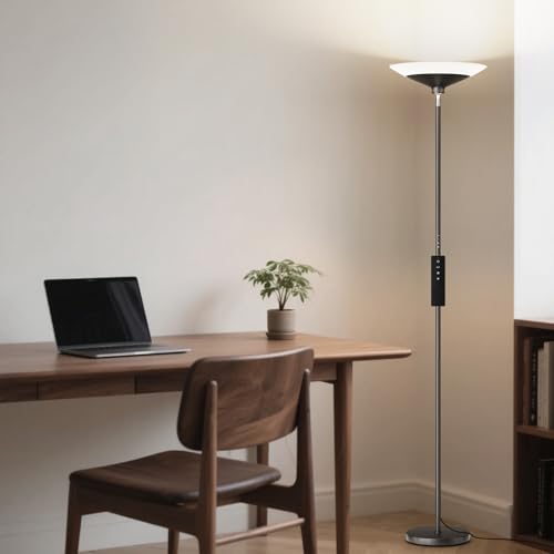 SIBRILLE Torchiere Floor Lamp - 72" Tall LED Standing Lamp with Remote/Button Control, 1800Lm, 3000-6500K, 30W Dimmable Mo...