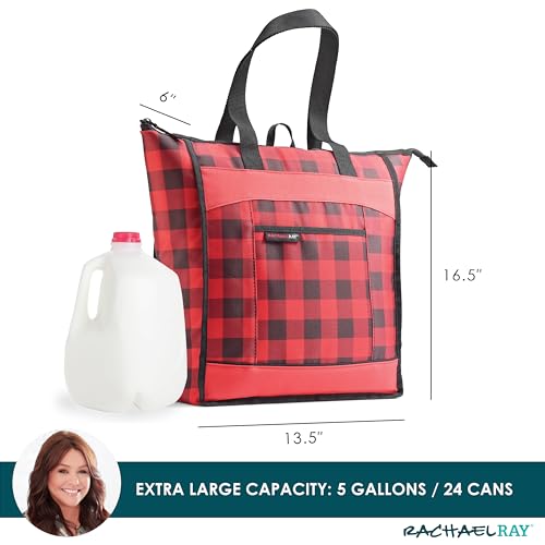 Rachael Ray Chillout Soft Cooler Bag, Large Reusable Insulated Grocery Bag with Zippered Top, Travel Tote for Hot or Cold ...