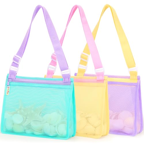 Tagitary Beach Toys Mesh Beach Bags Sand Toys Kids Seashell Bag with Zipper,Outdoor Toys Travel Summer Must Have Accessori...