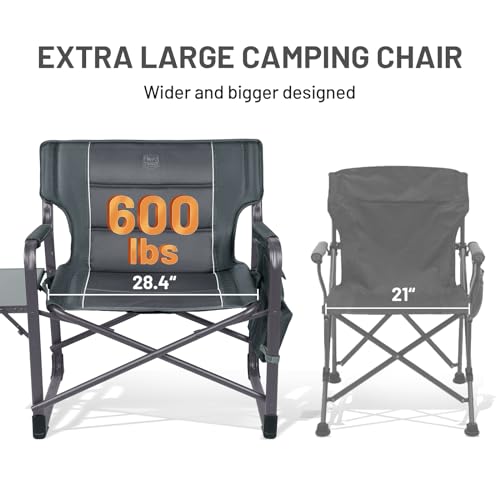 Timber Ridge XXL Upgraded Oversized Directors Chairs with Foldable Side Table, Detachable Side Pocket, Heavy Duty Folding ...