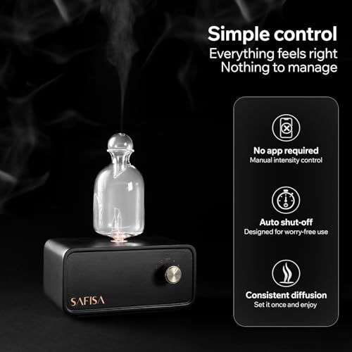 SAFISA Waterless Essential Oil Diffuser, Scent Diffuser for Home, 700 Sq. Ft., Portable Waterless Diffuser, Nebulizing Col...