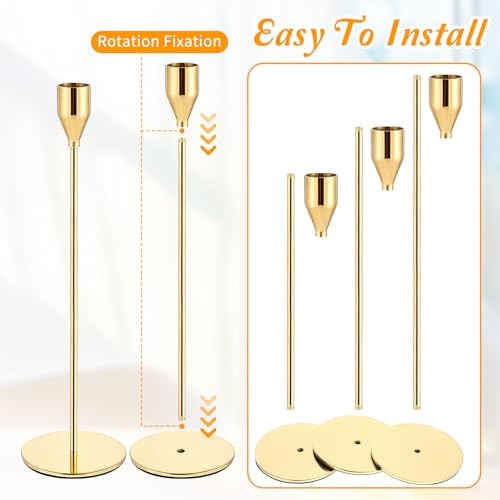 Giantree Set of 18 Decorative Taper Candle Holders, Modern Elegant Thin Metal Tall Candlestick Holders Table Centerpieces ...