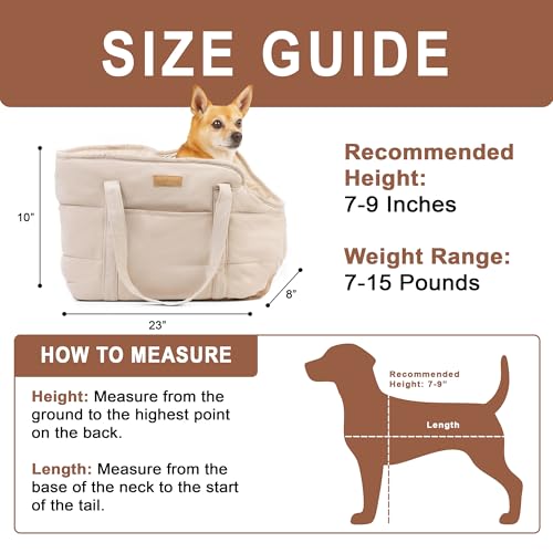 NoblePup Plush Dog Purse Carrier for Small Dogs, Soft Dog Tote Bag with Safety Harness Clip, Cozy Pet Carrier for Dogs Und...