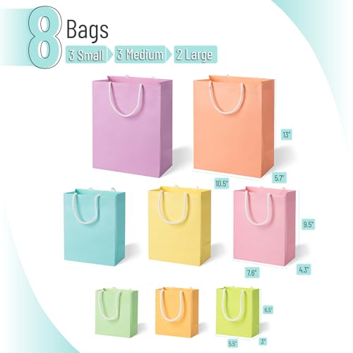 Mr. Pen- Paper Gift Bags with Handles, Assorted Sizes, 8 Pack, Ideal for Gifts, Weddings, Baby Showers, Birthdays, Shoppin...