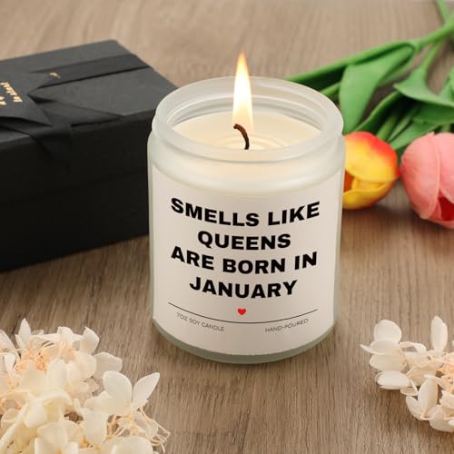 Aremdys Birthday Gifts for Women, January Candle for Queens are Born in January, 20th 30th 40th 50th Happy Bday Gifts Idea...