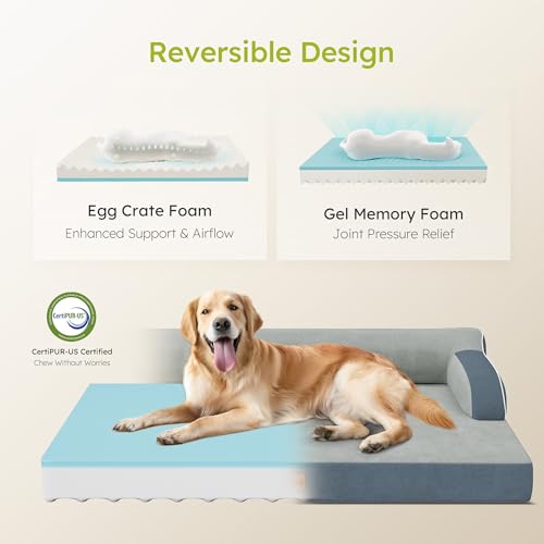 CWAWZ XL Orthopedic Dog Bed, Extra Large Dog Bed, Dual-Sided Pet Cooling Beds with Memory Foam Washable Cover Nonslip Bott...