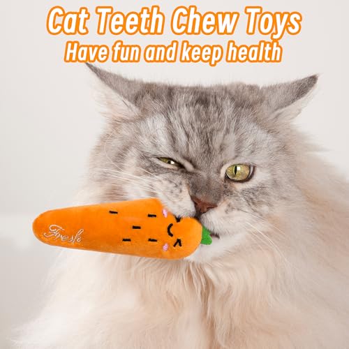 Seyezo Catnip Toys for Indoor Cats, 5 Pack Cat Toys for Cats, Fluffy Catnip Toys for Chewing Playing, Interactive Kitten T...