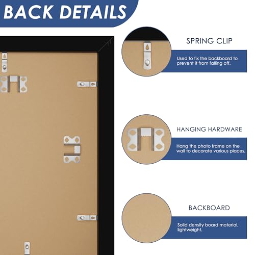 PEALSN 8.5 x 11 Picture Frame Set of 6, Display Pictures 6x8 with Mat or 8.5 x 11 without Mat for Wall Mounting Display, P...