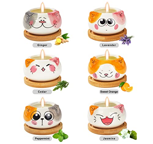 Kinforse Scented Candles - 6 Pack Novelty Gifts for Women's Birthday, Unique Cat-Themed Presents
