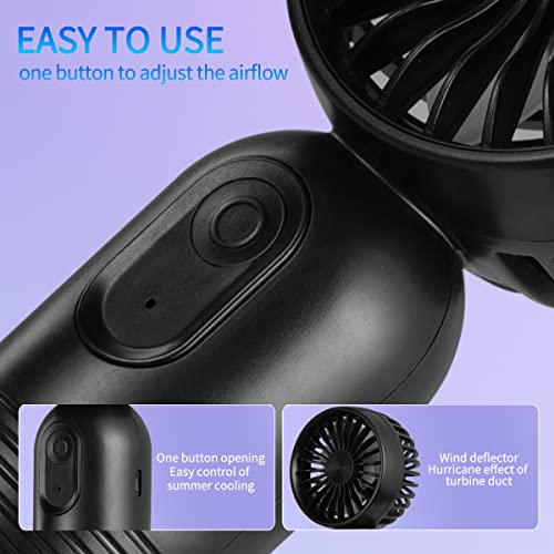 VanSmaGo Portable Mini 2-pack Handheld Personal Small Fan with 3-speed for Travel, USB Rechargeable Battery Operated Eyela...