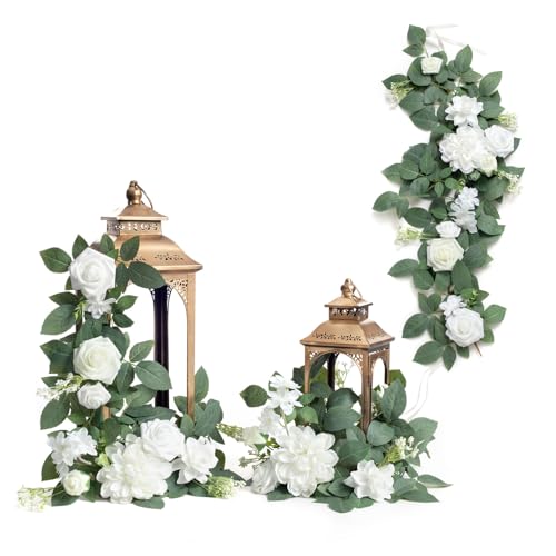 Ling's moment 6Pack 2ft White Artificial Flowers Garland Arch Floral Lantern Flower Centerpieces Wedding Aisle Chair Flowe...