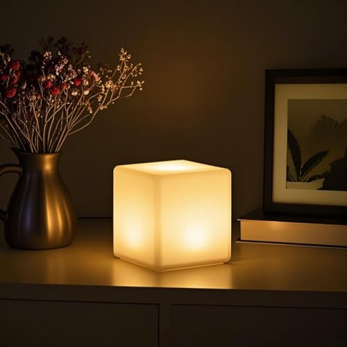 COPU 6 inch Rechargeable LED Cube Light, 16 Colors Changing Tesseract Light Cubes w/Remote, Dimmable Cosmic LED Cube Mood ...