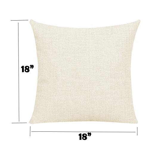 JUSTRY 4 PCS Sublimation Blanks Linen Pillow Cases Cushion Cover Throw Pillow Covers 18 x 18 Inch for Heat Press Printing ...